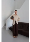 Tek cepli müslin gömlek bej pt