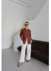 Tek cepli müslin gömlek kahve pt