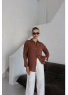 Tek cepli müslin gömlek kahve pt