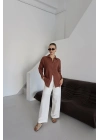 Tek cepli müslin gömlek kahve pt