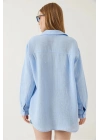 Tek cepli müslin gömlek mavi pt