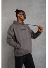 Üç İplik Baskılı Kapüşonlu Sweat - Gri