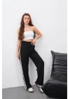 Yandan çift şeritli pantolon siyah