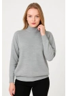 Yarım Boğaz Triko Kazak  at Regular kalıp - Gri