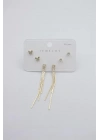 Çoklu Set Küpe - Altın