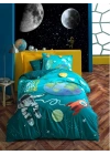 Cotton Box Junior Nevresim Takımı Tek Kişilik Little Astronaut Turkuaz