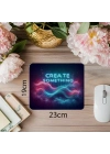 Create Something Neon Yazılı Dalga Mousepad - 19x23 cm 2 mm Dikdörtgen İthal Baskılı Mouse Pad
