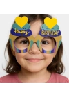 Cupcake Temalı Doğum Günü Renkli Karton Happy Birthday Gözlüğü 6 Adet
