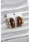 ® Damla Model Kahverengi Vintage Gold Renk Kadın Küpe