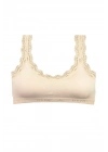 Dantel Nakış İşlemeli Pedli Bambu Kadın Büstiyer Krem