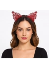 Dantelli Kırmızı Kedi Tacı - Vintage Tarz Dantel Kedi Kulak