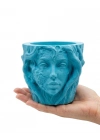 Dekoratif 3D Kadın Yüzü Ağaç Tasarımlı Saksı Vazo Modern Ev Dekoru