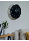 ® Dekoratif Ve Şık 40 Cm Krom Metal Duvar Saati