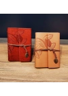 Deri Yaprak Desenli Defter Küçük Boy