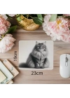Detaylı Karakalem Kedi Tasarımı - 19x23 cm 2 mm Dikdörtgen İthal Baskılı Mouse Pad