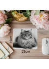 Dik Oturan Kedi Figürü – Kalem Çizimli Mouse Pad - 19x23 cm 2 mm Dikdörtgen İthal Baskılı Mouse Pad