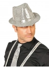 Disko Star Gümüş Payetli Fötr Şapka Yetişkin Boy