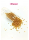 Dökme Cam Kum Boncuk (11/0) 2 mm - 20 Gram -  Şeffaf Altın - BNC027