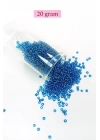 Dökme Cam Kum Boncuk (11/0) 2 mm - 20 Gram -  Şeffaf Mavi - BNC007
