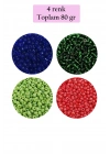 Dökme Cam Kum Boncuk (11/0) 2 mm - 4 Renk - Toplam 80 Gram -  BNC399