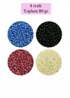 Dökme Cam Kum Boncuk (11/0) 2 mm - 4 Renk - Toplam 80 Gram -  BNC401