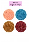 Dökme Cam Kum Boncuk (11/0) 2 mm - 4 Renk - Toplam 80 Gram -  BNC405