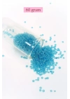 Dökme Cam Kum Boncuk (11/0) 2 mm - 60 Gram -  Şeffaf Koyu Camgöbeği - BNC061