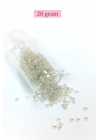 Dökme Cam Kum Boncuk (8/0) 3 mm - 20 Gram - Şeffaf Beyaz - BNC156