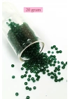 Dökme Cam Kum Boncuk (8/0) 3 mm - 20 Gram - Şeffaf Koyu Yeşil - BNC155