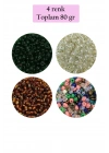 Dökme Cam Kum Boncuk (8/0) 3 mm - 4 Renk - Toplam 80 Gram - BNC419