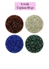 Dökme Cam Kum Boncuk (8/0) 3 mm - 4 Renk - Toplam 80 Gram - BNC420