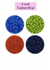Dökme Cam Kum Boncuk (8/0) 3 mm - 4 Renk - Toplam 80 Gram - BNC421