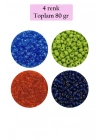 Dökme Cam Kum Boncuk (8/0) 3 mm - 4 Renk - Toplam 80 Gram - BNC421