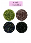 Dökme Cam Kum Boncuk (8/0) 3 mm - 4 Renk - Toplam 80 Gram - BNC422
