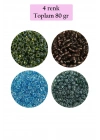Dökme Cam Kum Boncuk (8/0) 3 mm - 4 Renk - Toplam 80 Gram - BNC423