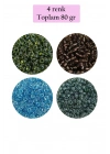 Dökme Cam Kum Boncuk (8/0) 3 mm - 4 Renk - Toplam 80 Gram - BNC423