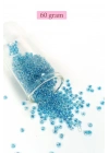 Dökme Cam Kum Boncuk (8/0) 3 mm - 60 Gram - Şeffaf Gök Mavi - BNC214