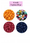 Dökme Cam Kum Boncuk Büyük Boy (6/0) 4 mm - 4 Renk - Toplam 80 Gram - BNC413