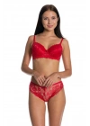 Dolgusuz Full Dantelli Sütyen Takımı Kırmızı