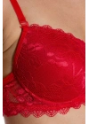 Dolgusuz Full Dantelli Sütyen Takımı Kırmızı