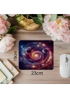 Dönen Galaksi Temalı Zamanlayıcı Mousepad - 19x23 cm 2 mm Dikdörtgen İthal Baskılı Mouse Pad