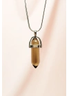 Dumanlı Kuvars Doğal Taşı Zincirli El Yapımı Tasarımlı Kolye Uç: 3,5 cm Zincir: 20 cm Kutulu