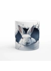 Duvarı Delen Meraklı Beyaz Tavşan Baskılı Kupa Bardak