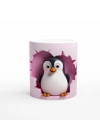 Duvarı Delen Sevimli Penguen Temalı Baskılı Kupa Bardak