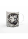 Duvarı Parçalayan Beyaz Kaplan Baskılı Kupa Bardak