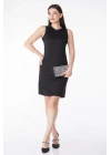 Düz Bisiklet Yaka Kadın Siyah Mini Elbise