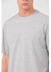 Düz Biskilet Yaka Oversize T-shirt - Gri -