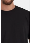 Düz Biskilet Yaka Oversize T-shirt - Siyah -