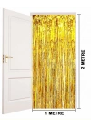 Ekstra Metalize Parlak Saçaklı Arka Fon Perde Gold