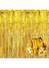 Ekstra Metalize Parlak Saçaklı Arka Fon Perde Gold